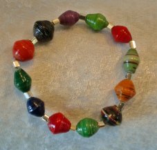 Unusual African Paper Beads Stretchy Bracelet