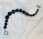 Black Onyx Squares Circles 8 Inch Togle Clasp Bracelet