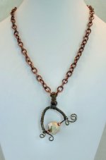 Agate Stone and Copper Chain Necklace