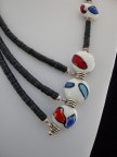 Hand Painted Ceramic Beads and Black Coco Necklace