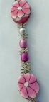 Pink Glass Beads Pink Flowers Focal Pieces 24 Inch Length