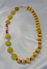 Dyed Yellow Jade and Glass Asymmetrical Necklace