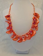Orange Coral Shells Angelic Crystals Necklace